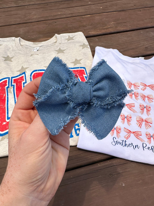 Denim Hair Bow